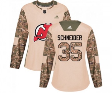 Women New Jersey Devils #35 Cory Schneider Authentic Camo Veterans Day Practice Hockey Jersey