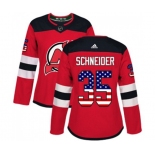 Women New Jersey Devils #35 Cory Schneider Authentic Red USA Flag Fashion Hockey Jersey