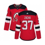 Women New Jersey Devils #37 Pavel Zacha Authentic Red Home Hockey Jersey