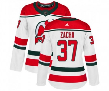 Women New Jersey Devils #37 Pavel Zacha Authentic White Alternate Hockey Jersey