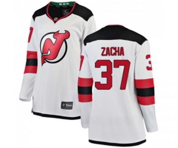 Women New Jersey Devils #37 Pavel Zacha Fanatics Branded White Away Breakaway Hockey Jersey