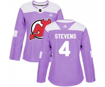 Women New Jersey Devils #4 Scott Stevens Authentic Purple Fights Cancer Practice Hockey Jersey