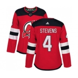 Women New Jersey Devils #4 Scott Stevens Authentic Red Home Hockey Jersey