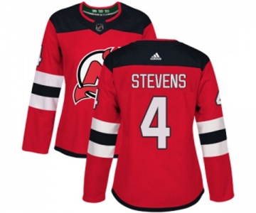 Women New Jersey Devils #4 Scott Stevens Authentic Red Home Hockey Jersey