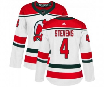 Women New Jersey Devils #4 Scott Stevens Authentic White Alternate Hockey Jersey