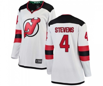 Women New Jersey Devils #4 Scott Stevens Fanatics Branded White Away Breakaway Hockey Jersey