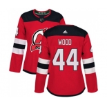 Women New Jersey Devils #44 Miles Wood Authentic Red Home Hockey Jersey