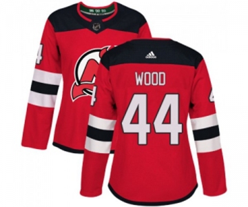 Women New Jersey Devils #44 Miles Wood Authentic Red Home Hockey Jersey