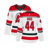 Women New Jersey Devils #44 Miles Wood Authentic White Alternate Hockey Jersey