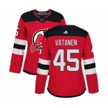 Women New Jersey Devils #45 Sami Vatanen Authentic Red Home Hockey Jersey