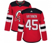 Women New Jersey Devils #45 Sami Vatanen Authentic Red Home Hockey Jersey