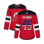 Women New Jersey Devils #45 Sami Vatanen Authentic Red USA Flag Fashion Hockey Jersey