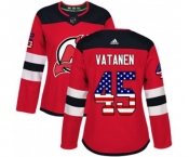 Women New Jersey Devils #45 Sami Vatanen Authentic Red USA Flag Fashion Hockey Jersey