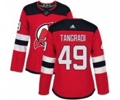 Women New Jersey Devils #49 Eric Tangradi Authentic Red Home Hockey Jersey