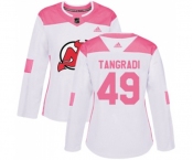 Women New Jersey Devils #49 Eric Tangradi Authentic White Pink Fashion Hockey Jersey