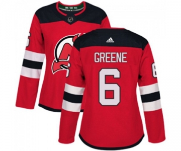 Women New Jersey Devils #6 Andy Greene Authentic Red Home Hockey Jersey