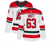 Women New Jersey Devils #63 Jesper Bratt Authentic White Alternate Hockey Jersey