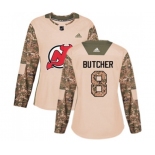 Women New Jersey Devils #8 Will Butcher Authentic Camo Veterans Day Practice Hockey Jersey