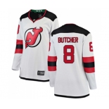 Women New Jersey Devils #8 Will Butcher Fanatics Branded White Away Breakaway Hockey Jersey