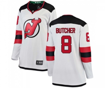 Women New Jersey Devils #8 Will Butcher Fanatics Branded White Away Breakaway Hockey Jersey