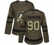 Women New Jersey Devils #90 Marcus Johansson Authentic Green Salute to Service Hockey Jersey