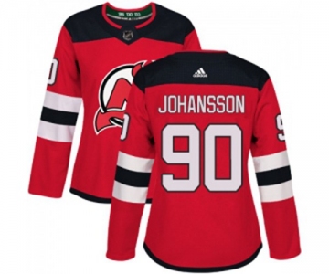 Women New Jersey Devils #90 Marcus Johansson Authentic Red Home Hockey Jersey