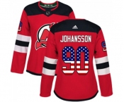 Women New Jersey Devils #90 Marcus Johansson Authentic Red USA Flag Fashion Hockey Jersey