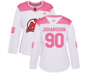 Women New Jersey Devils #90 Marcus Johansson Authentic White Pink Fashion Hockey Jersey