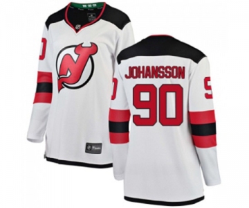 Women New Jersey Devils #90 Marcus Johansson Fanatics Branded White Away Breakaway Hockey Jersey