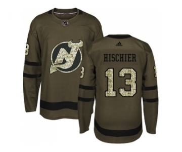 Youth Adidas New Jersey Devils #13 Nico Hischier Green Salute to Service Stitched NHL Jersey