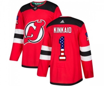 Youth New Jersey Devils #1 Keith Kinkaid Authentic Red USA Flag Fashion Hockey Jersey