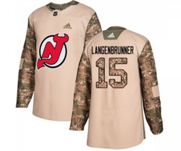 Youth New Jersey Devils #15 Jamie Langenbrunner Authentic Camo Veterans Day Practice Hockey Jersey