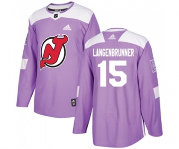 Youth New Jersey Devils #15 Jamie Langenbrunner Authentic Purple Fights Cancer Practice Hockey Jersey