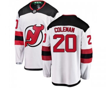 Youth New Jersey Devils #20 Blake Coleman Fanatics Branded White Away Breakaway Hockey Jersey