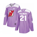 Youth New Jersey Devils #21 Kyle Palmieri Authentic Purple Fights Cancer Practice Hockey Jersey