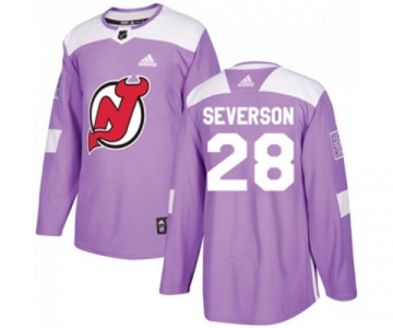 Youth New Jersey Devils #28 Damon Severson Authentic Purple Fights Cancer Practice Hockey Jersey