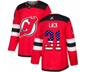 Youth New Jersey Devils #31 Eddie Lack Authentic Red USA Flag Fashion Hockey Jersey