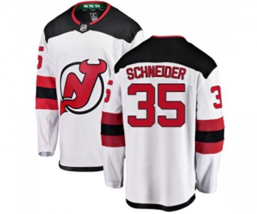 Youth New Jersey Devils #35 Cory Schneider Fanatics Branded White Away Breakaway Hockey Jersey