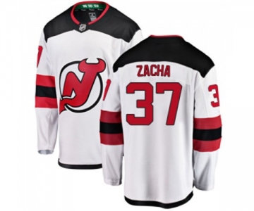 Youth New Jersey Devils #37 Pavel Zacha Fanatics Branded White Away Breakaway Hockey Jersey