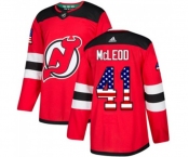 Youth New Jersey Devils #41 Michael McLeod Authentic Red USA Flag Fashion Hockey Jersey