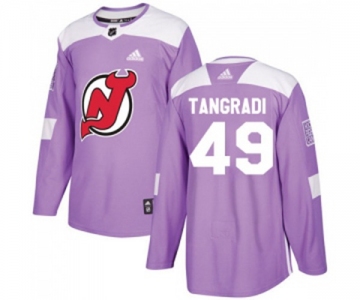 Youth New Jersey Devils #49 Eric Tangradi Authentic Purple Fights Cancer Practice Hockey Jersey