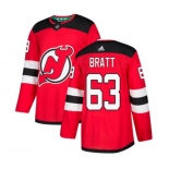 Youth New Jersey Devils #63 Jesper Bratt Authentic Red Home Hockey Jersey