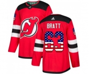 Youth New Jersey Devils #63 Jesper Bratt Authentic Red USA Flag Fashion Hockey Jersey