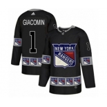 Adidas New York Rangers #1 Eddie Giacomin Authentic Black Team Logo Fashion NHL Jersey