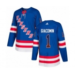 Adidas New York Rangers #1 Eddie Giacomin Authentic Royal Blue Drift Fashion NHL Jersey