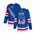 Adidas New York Rangers #13 Kevin Hayes Authentic Royal Blue USA Flag Fashion NHL Jersey