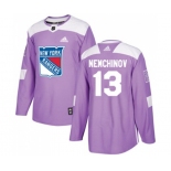 Adidas New York Rangers #13 Sergei Nemchinov Authentic Purple Fights Cancer Practice NHL Jersey