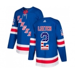 Adidas New York Rangers #2 Brian Leetch Authentic Royal Blue USA Flag Fashion NHL Jersey