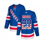 Adidas New York Rangers #20 Chris Kreider Authentic Royal Blue USA Flag Fashion NHL Jersey