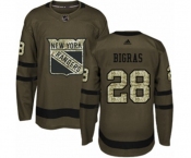 Adidas New York Rangers #28 Chris Bigras Authentic Green Salute to Service NHL Jersey